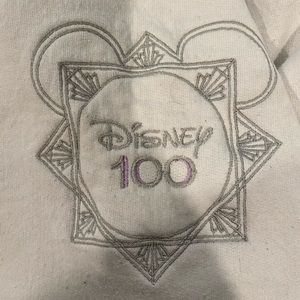 White disney100 embroidered crewneck sweatshirt
